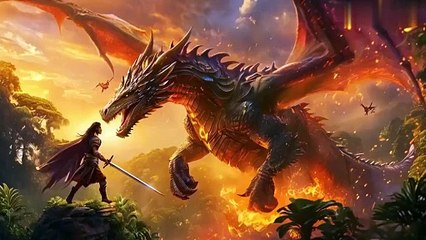 Epic Showdown_ Warrior vs. Dragon in the Mystical Jungle!