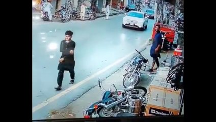Funny Bike Accident ......Man Jumped For Safety