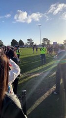 Nathan Pring is chaired off the ground after the Lakers win over Redan