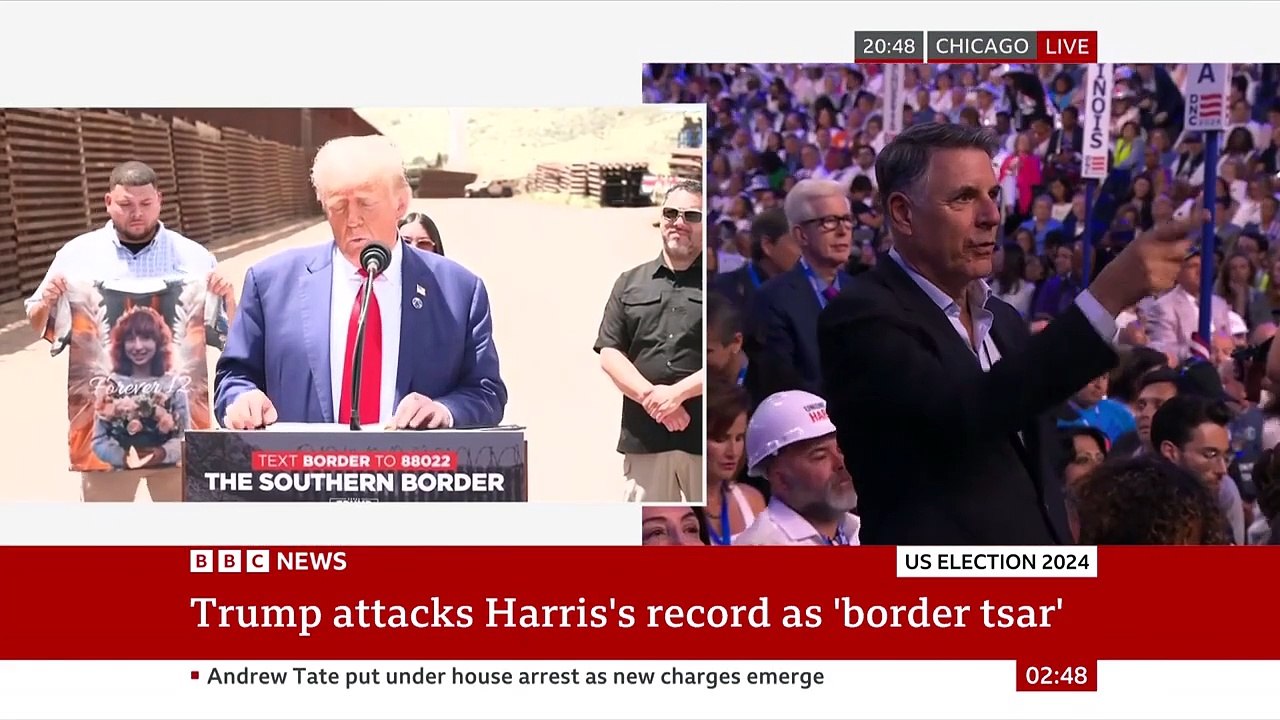 Donald Trump attacks Kamala Harris’s record as ‘border tsar’ as DNC enters final day  BBC News