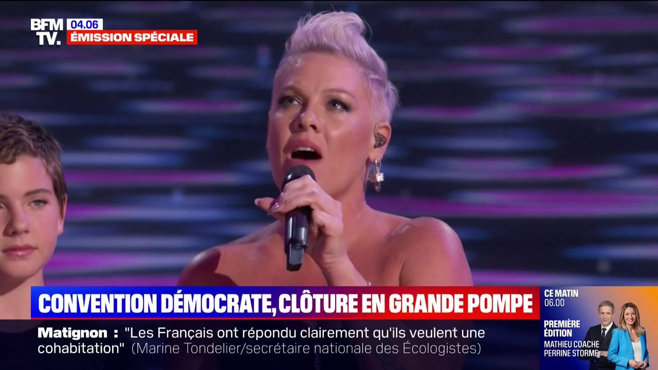 Convention démocrate: la chanteuse américaine Pink interprète "What About Us" avant l'investiture de Kamala Harris