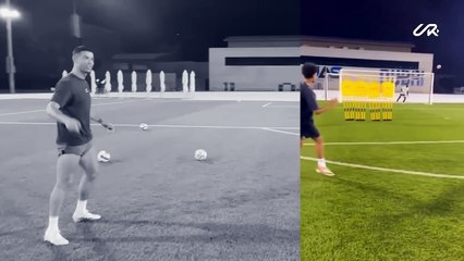 Cristiano Jr. dares to challenge me… with a freekick!
