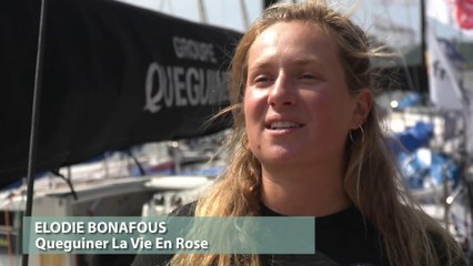 La Solitaire du Figaro Paprec 2024 /  INTERVIEW ELODIE BONAFOUS - QUEGUINER LA VIE EN ROSE