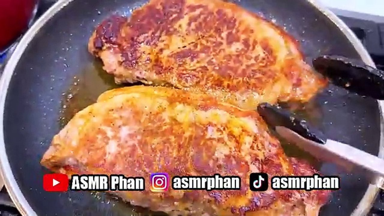 RIBEYE STEAK & SPICY PAPAYA SALAD | ASMR PHAN| MUKBANG | EATING SOUNDS