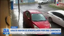 Adulto mayor es atropellado por una camioneta en Puebla