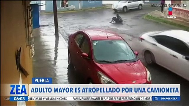 Adulto mayor es atropellado por una camioneta en Puebla