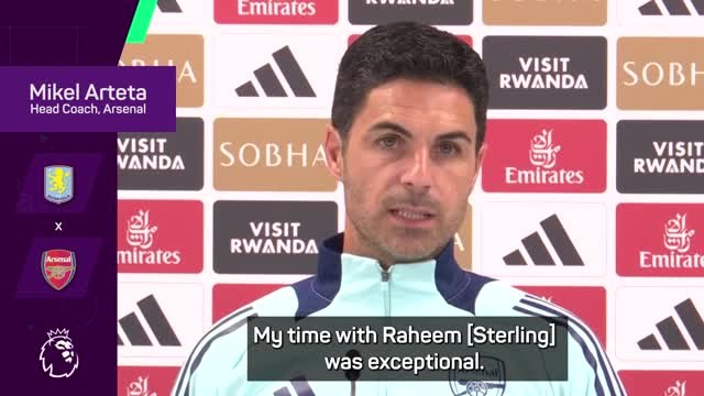 Arteta hails 'exceptional and unbelievable' Sterling