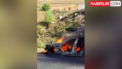 Yer: Giresun! Yol kenarında yanan aracı kayda aldılar, yaptıkları yorumlar olayı gölgede bıraktı