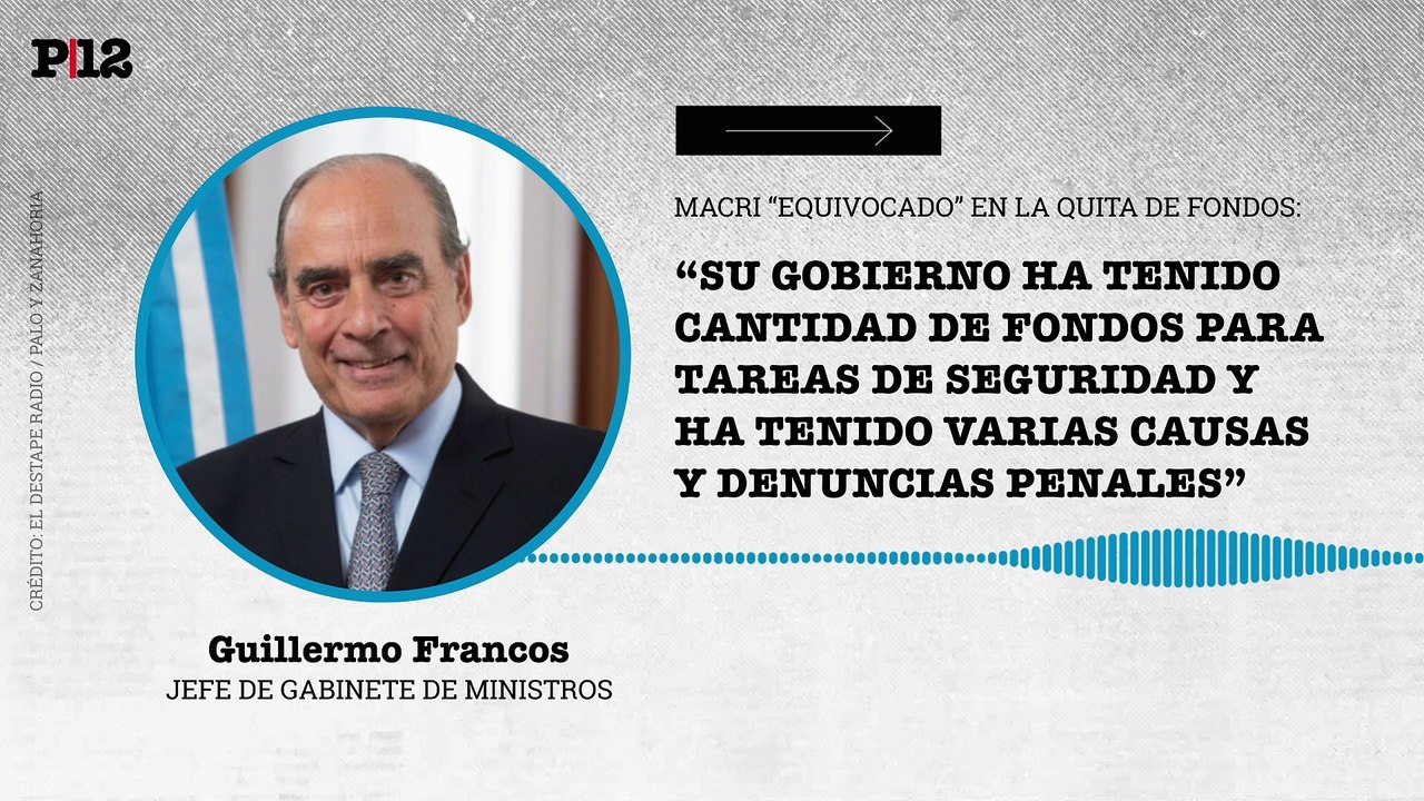 Francos apuntó contra Macri por el retiro del apoyo del PRO a los fondos reservados de la SIDE
