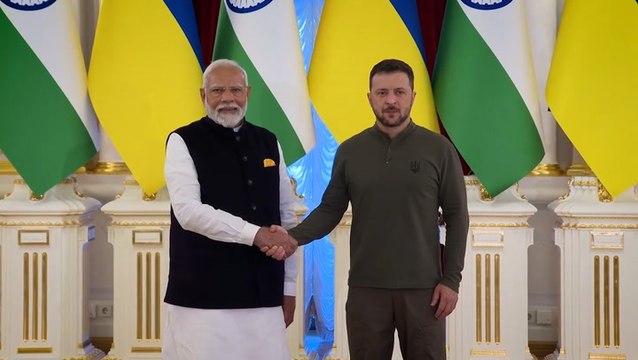 India’s Narendra Modi meets Volodymyr Zelensky on brief visit to Ukraine