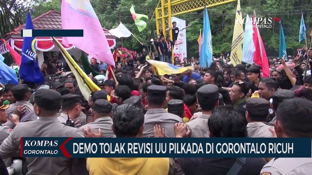 Demo Tolak Revisi UU Pilkada di Gedung DPRD Provinsi Gorontalo Ricuh