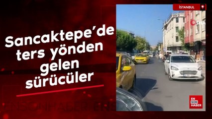 Sancaktepe'de ters yönden gelen sürücüler, motosikletliyi çileden çıkardı