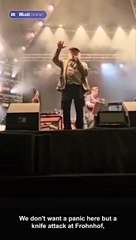 Festival goers shock as organiser tells crowd knifeman is 'on the run'