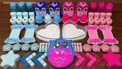 OWL BLUE vs PINK I Mixing random into Glossy Slime