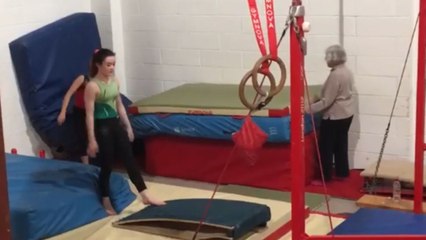 Uneven bars teach avid gymnast the meaning of 'swing and a miss!'