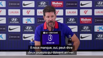 Atlético - Simeone annonce l'arrivée de 2 nouveaux joueurs dans les prochaines heures