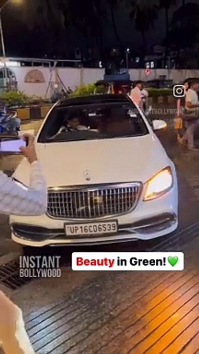 Divya Khossla keeps it classy in green for a night out in Mumbai.