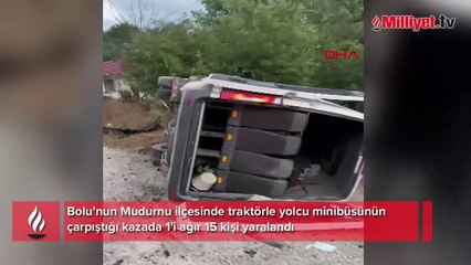 Yolcu minibüsü ile traktör çarpıştı: 15 yaralı