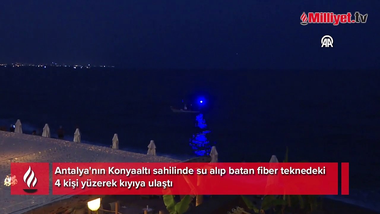 Antalya'da fiber tekne battı! 4 kişi kıyıya yüzerek kurtuldu