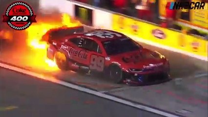 NASCAR Cup Series 2024 Coke Zero 400 Suarez Huge Fire