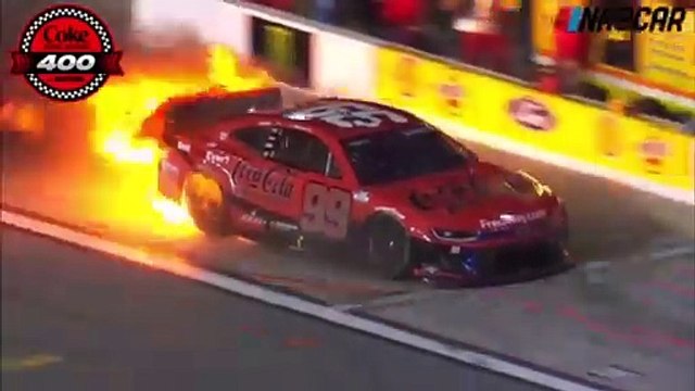 NASCAR Cup Series 2024 Coke Zero 400 Suarez Huge Fire