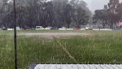 Heavy rain and hail lashes White Hills football ground during HDFNL first semi-final