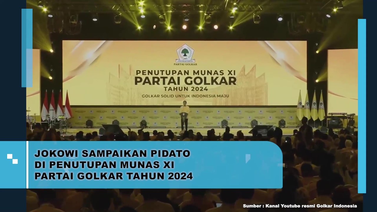 Jokowi Sampaikan Pidato di Penutupan Munas XI Partai Golkar Tahun 2024