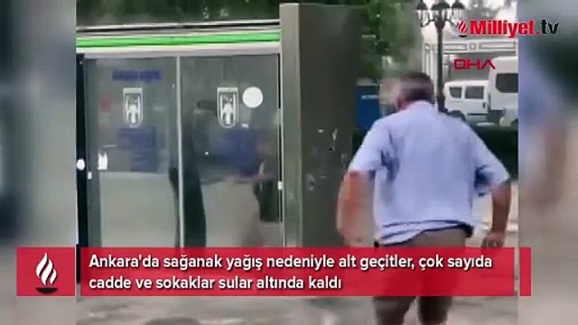 Ankara'yı sağanak vurdu! Alt geçit ve caddeler suyla doldu