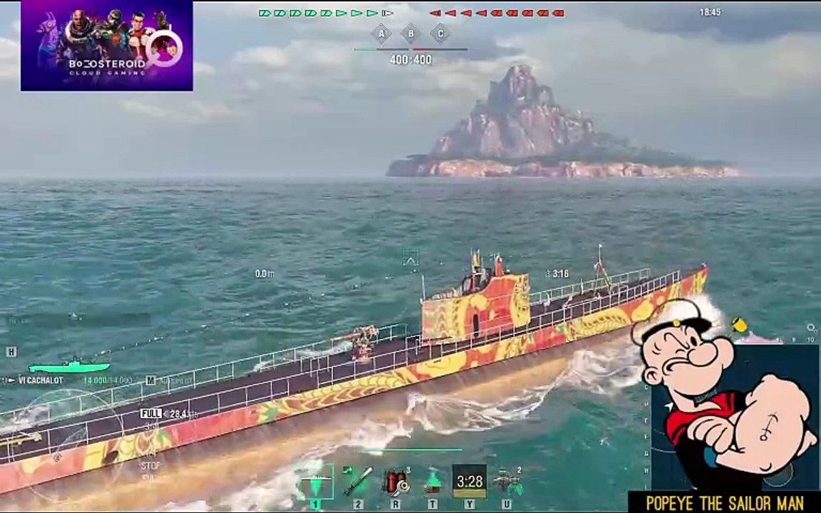 World of Warships USS Cachalot Popeye the sailor submarine  #Boosteroid #worldofwarships
