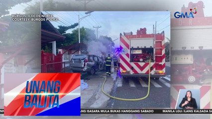 SUV, nagliyab matapos sumalpok sa poste ng ilaw | Unang Balita