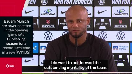 Kompany praises Bayern's mentality in tough Wolfsburg victory