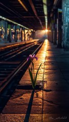 瀬戸直樹 _ Naoki Seto - A single iris blooms quietly in the deserted station at sunset.__iris _naturebeauty _flower _aftereffects(HD)