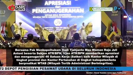 Menteri AHY Berikan Penghargaan Pada 46 Satuan Kerja Berpredikat Wilayah Tertib Administrasi Berintegritas