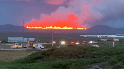 INSANE volcano eruption caught on camera during man's drive home
