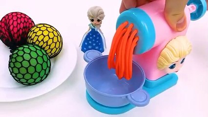 Satisfying Video How to make Rainbow Noodles with Elsa Frozen Mesh Stress Balls Cutting