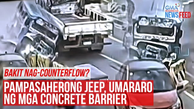 Bakit nag-counterflow? Pampasaherong jeep, umararo ng mga concrete barrier | GMA Integrated Newsfeed