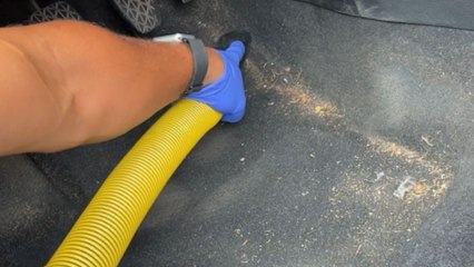 Relaxing car detailing montage highlights meticulous transformation of dirty interior