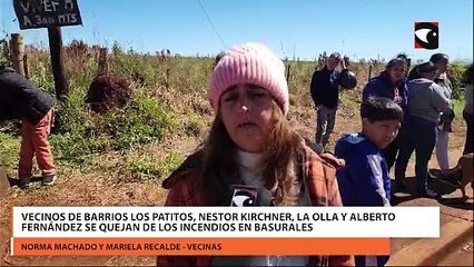 Vecinos de barrios Los Patitos, Nestor Kirchner, La Olla y Alberto Fernández se quejan de los incendios en basurales