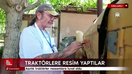 Kırklareli'nde asırlık traktörler ressamlara tuval oldu