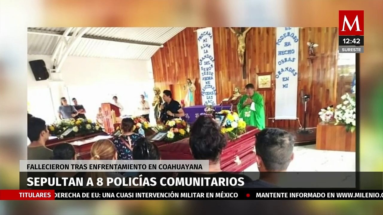 Sepultan a 8 policías comunitarios de Coahuayana fallecidos en enfrentamientos