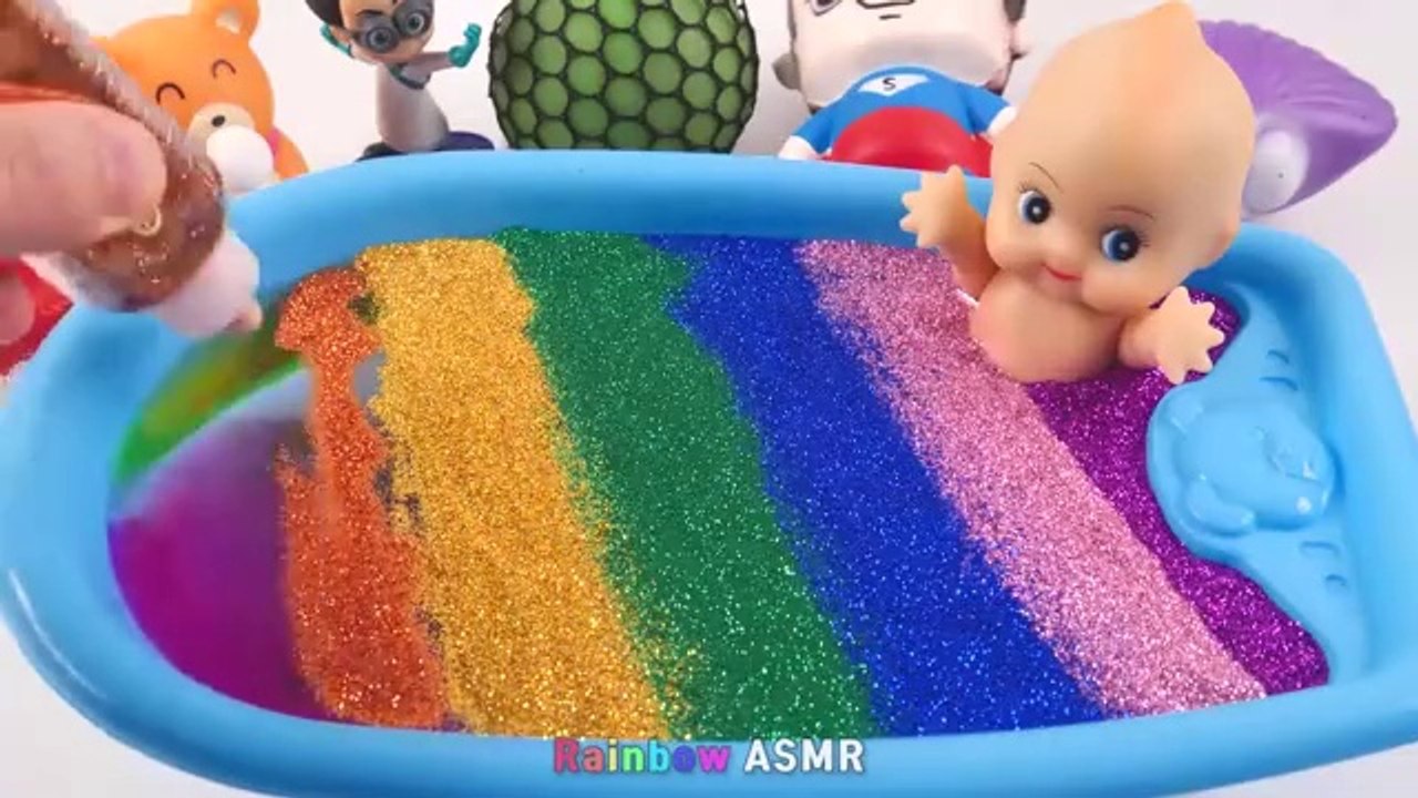 Satisfying Video l How to Make Rainbow Bathtubs into Mixing Slime with Glitter Pool Cutting ASMR #15