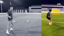 Cristiano Jr. dares to challenge me… with a freekick!