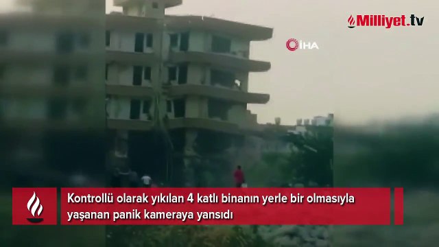 4 katlı binanın yerle bir olmasıyla yaşanan panik kamerada
