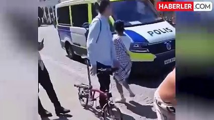 İsveç'te 'Özgür Filistin' sloganı atan kadına sert müdahale