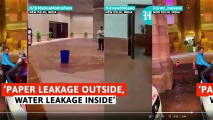 New Parliment Building Leaks Amid Rain Furry In Delhi