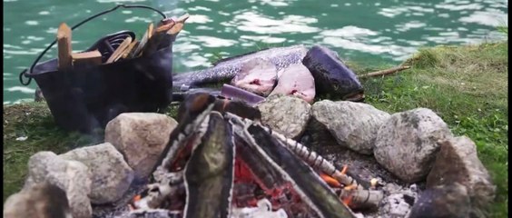 Catching Big Fish Cooking Big Fish Eating Big Fish With Wine In The Jungle Enjoy The Fun