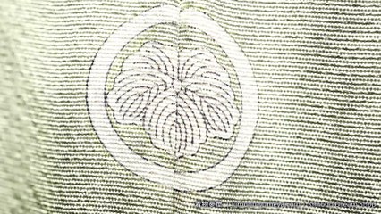 Long Light Greyish Green Tokyo Yuzen Irotomesode - Vintage Chirimen Silk Hand-Painted Women's Kimono - Ancient Mountain Scenery - Buildings