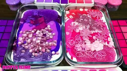 PINK vs PURPLE !!! Mixing Random into GLOSSY Slime !!! Satisfying Slime Video