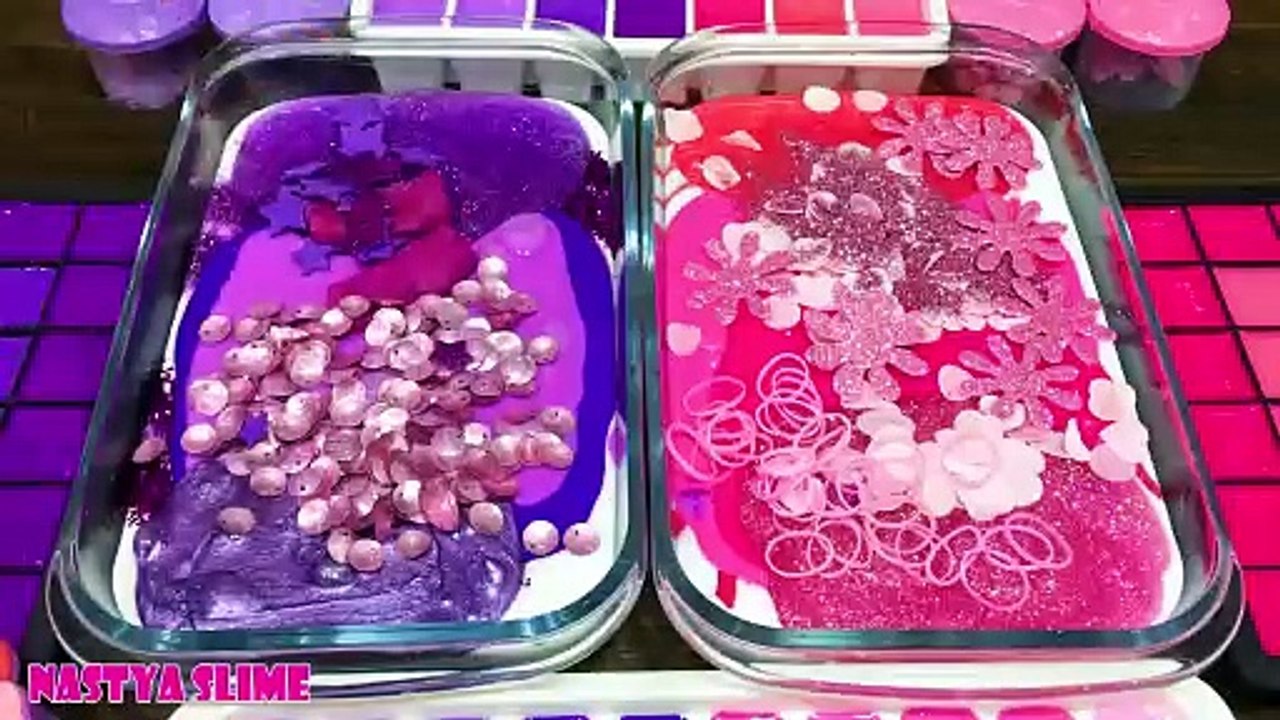 PINK vs PURPLE !!! Mixing Random into GLOSSY Slime !!! Satisfying Slime Video