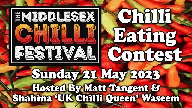 CHILI EATING CONTEST with UK CHILLI QUEEN - Middlesex Chilli Festival - Sun 21 May 2023 #chilieating #chillichallenge #ukchilliqueen